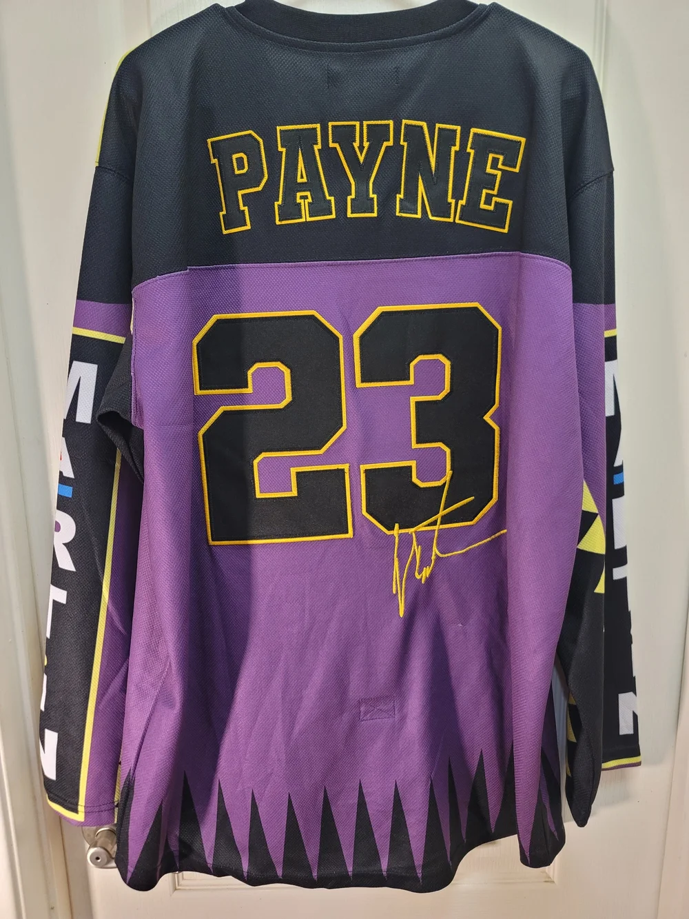Martin Payne 23 V-Neck Sweater - Purple, Black & Yellow XXL - NWOT
